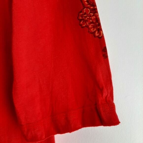 SEVEN7 Boho Paisley Floral Light V-Neck Hoodie Red Sz XL - Picture 6 of 13